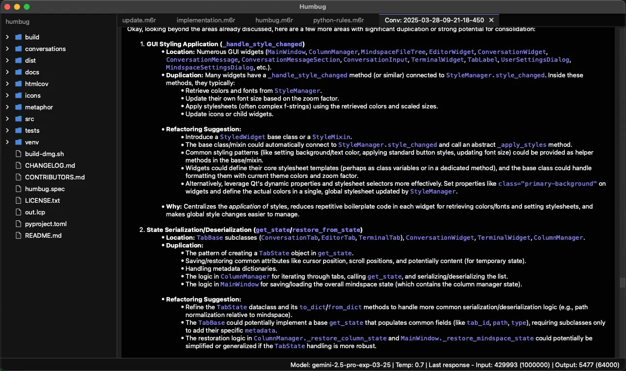 Gemini offers thoughts on the design of Humbug.